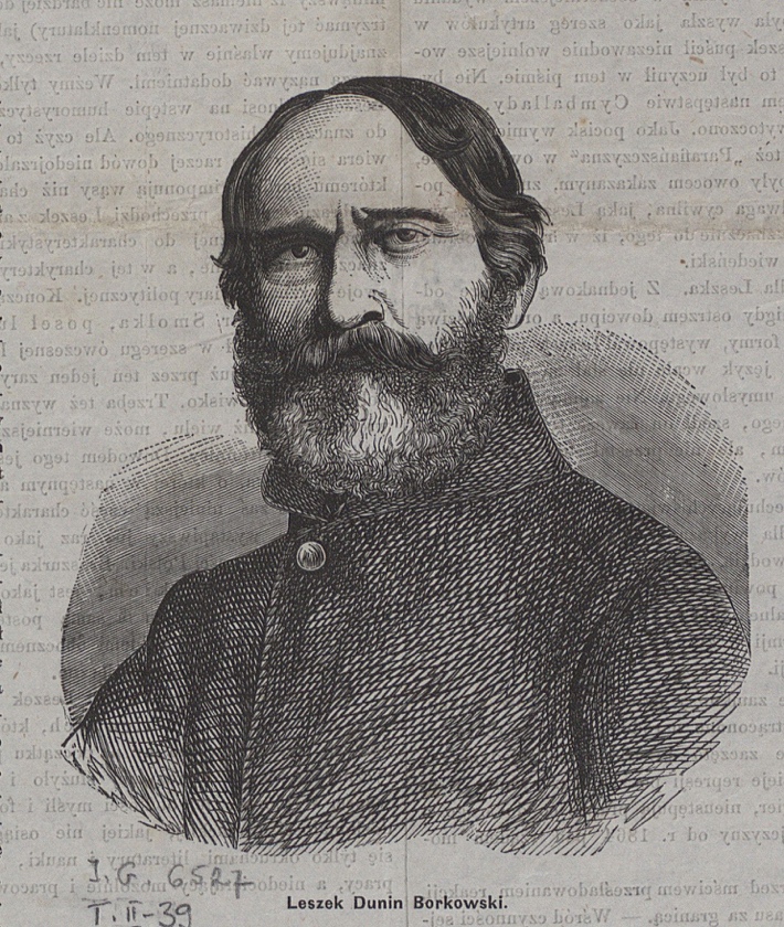 Engraved portrait of the Polish writer and politician Aleksander Leszek Dunin Borkowski (1811–1896)